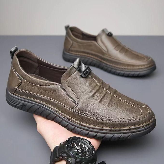Luxury Leather Shoes Retro Men's Shoes With Convenient Foot Shoes(Tan)