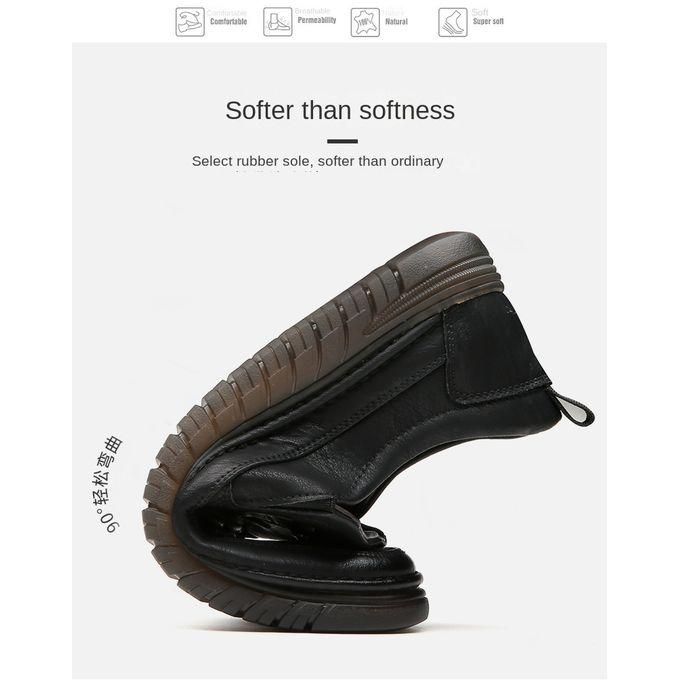 Luxury Leather Shoes Retro Men's Shoes With Convenient Foot Shoes(Black)