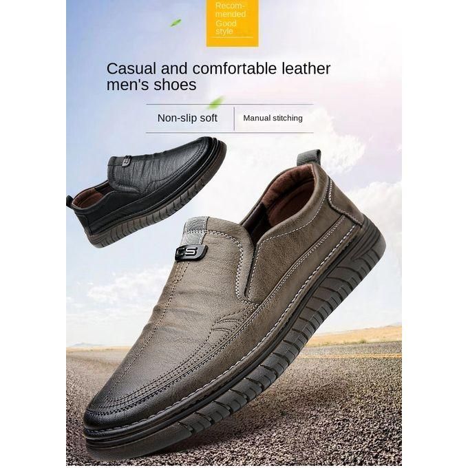 Luxury Leather Shoes Retro Men's Shoes With Convenient Foot Shoes(Tan)