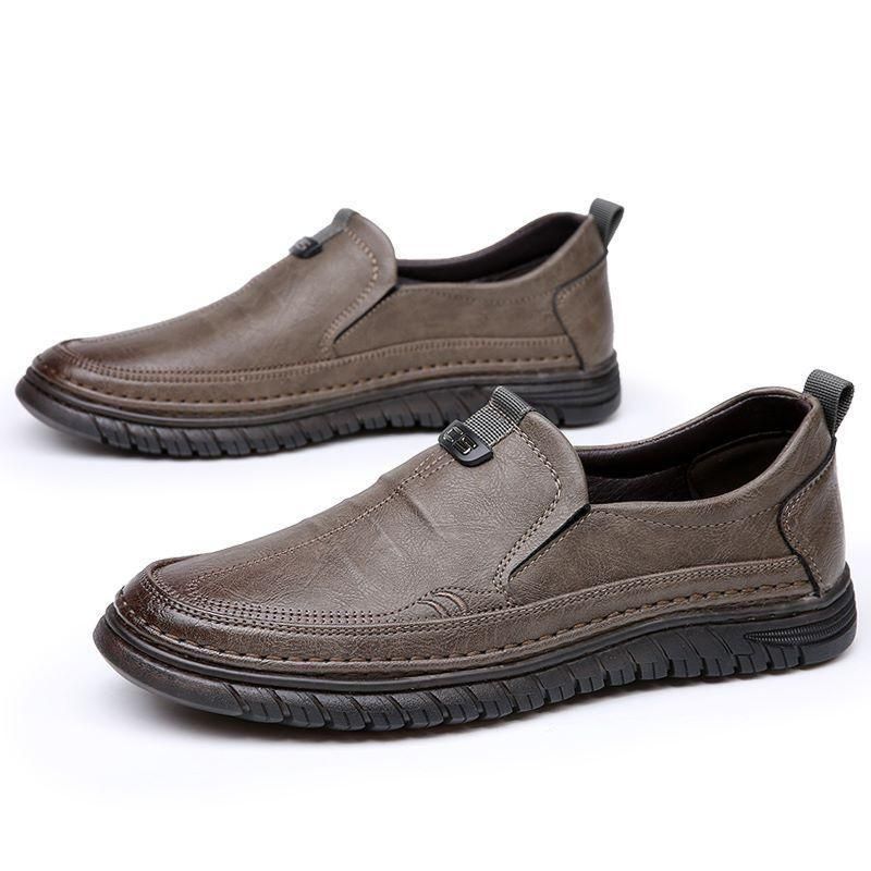 Luxury Leather Shoes Retro Men's Shoes With Convenient Foot Shoes(Tan)