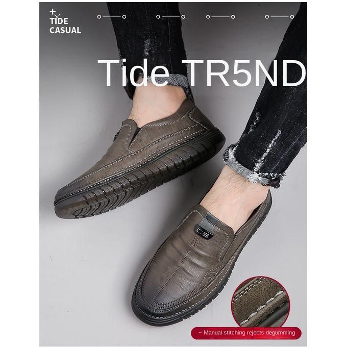 Luxury Leather Shoes Retro Men's Shoes With Convenient Foot Shoes(Tan)