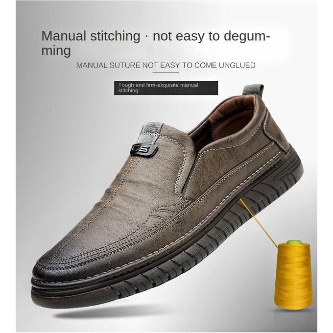 Luxury Leather Shoes Retro Men's Shoes With Convenient Foot Shoes(Tan)
