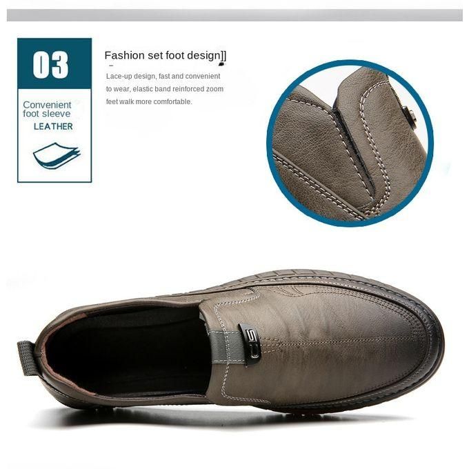 Luxury Leather Shoes Retro Men's Shoes With Convenient Foot Shoes(Tan)