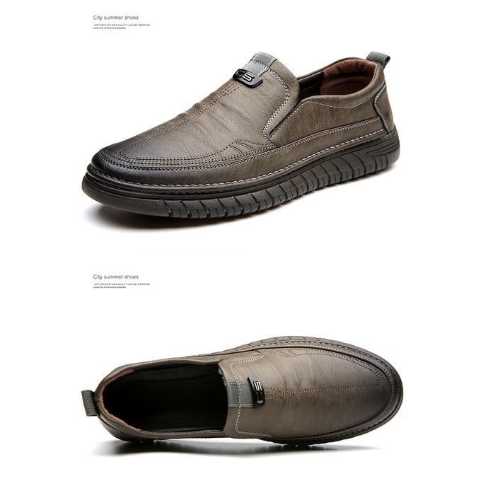 Luxury Leather Shoes Retro Men's Shoes With Convenient Foot Shoes(Tan)