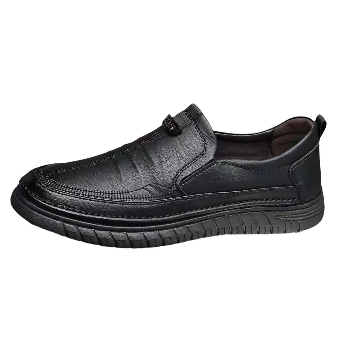 Luxury Leather Shoes Retro Men's Shoes With Convenient Foot Shoes(Black)