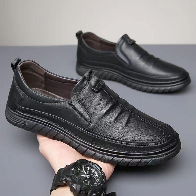 Luxury Leather Shoes Retro Men's  Shoes With Convenient Foot Shoes(Black)