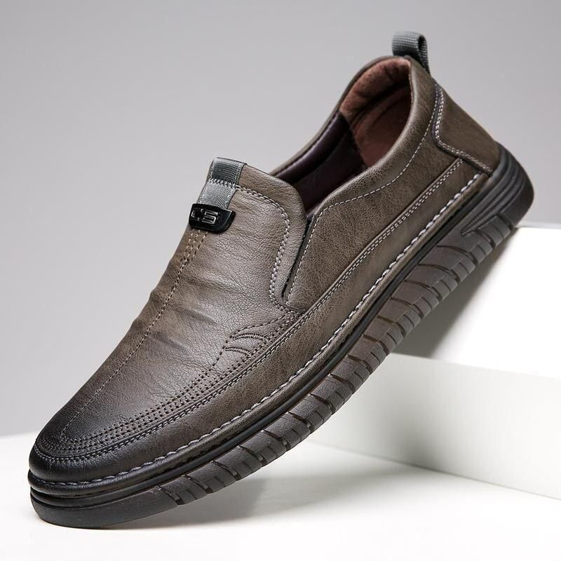 Luxury Leather Shoes Retro Men's  Shoes With Convenient Foot Shoes(Tan)