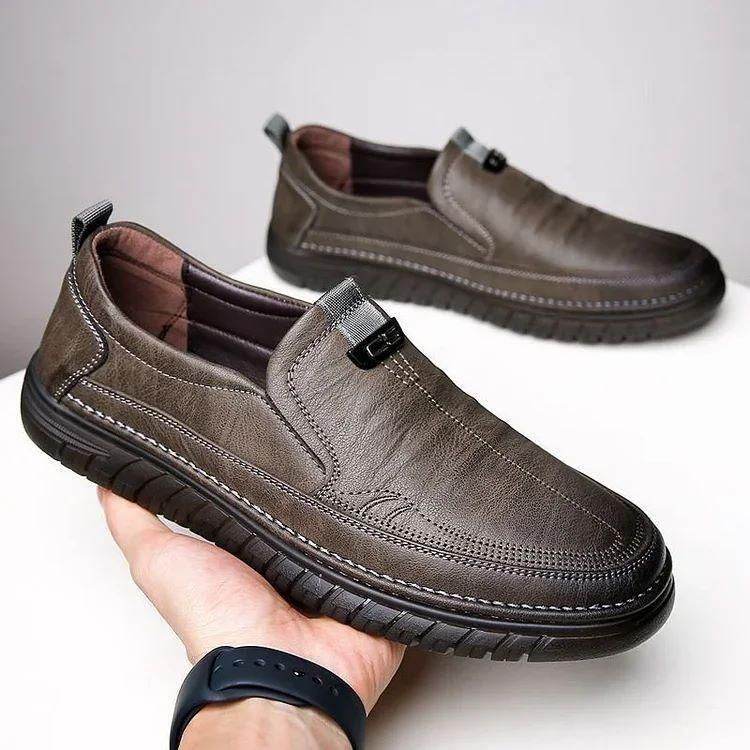 Luxury Leather Shoes Retro Men's  Shoes With Convenient Foot Shoes(Tan)