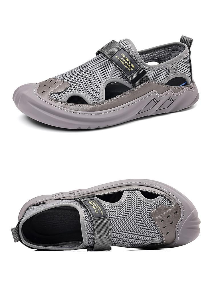 Men's Buckled Knitted Orthopaedic Sandals(Grey)