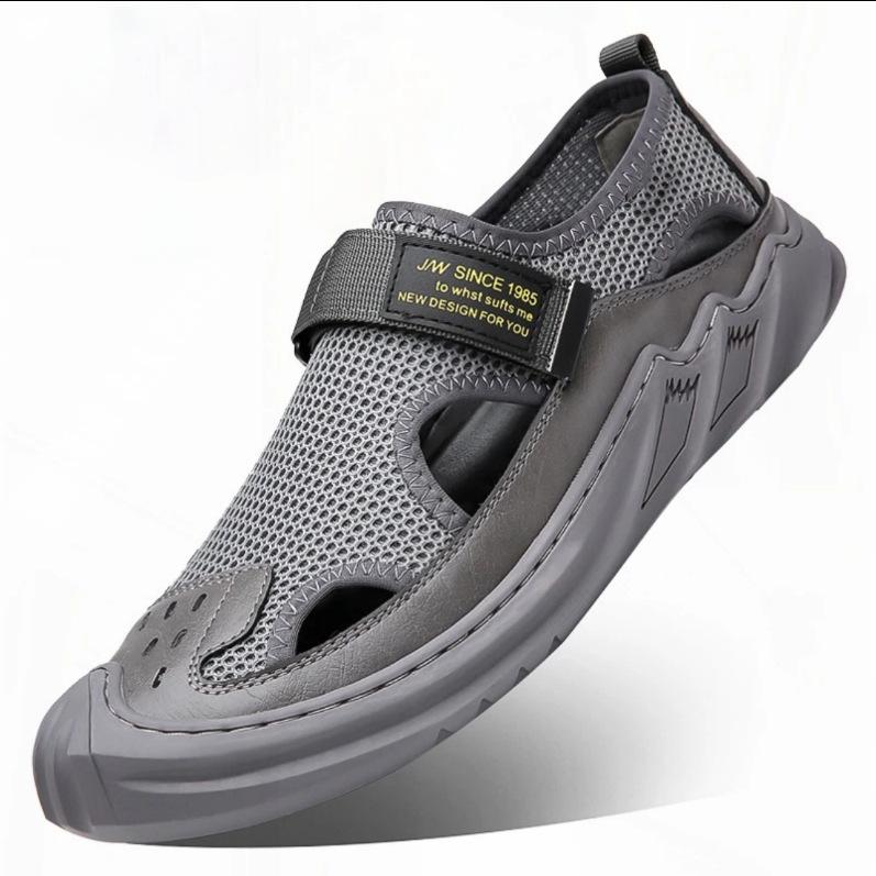 Men's Buckled Knitted Orthopaedic Sandals(Grey)